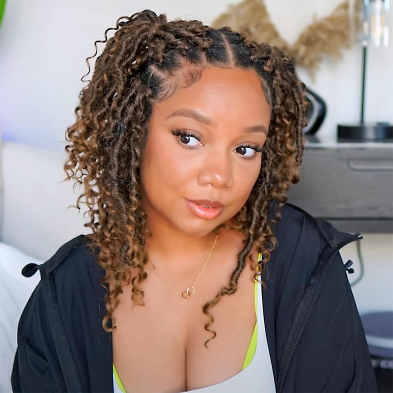 LIYATE Goddess Locs Crochet Hair 10 Inch 6 Packs Faux Locs Crochet Hair for Kids Pre Looped Soft River Locs Crochet Braids with Curly Hair Bohemian Hippie Locs Synthetic Hair ExtensionsT1B27
