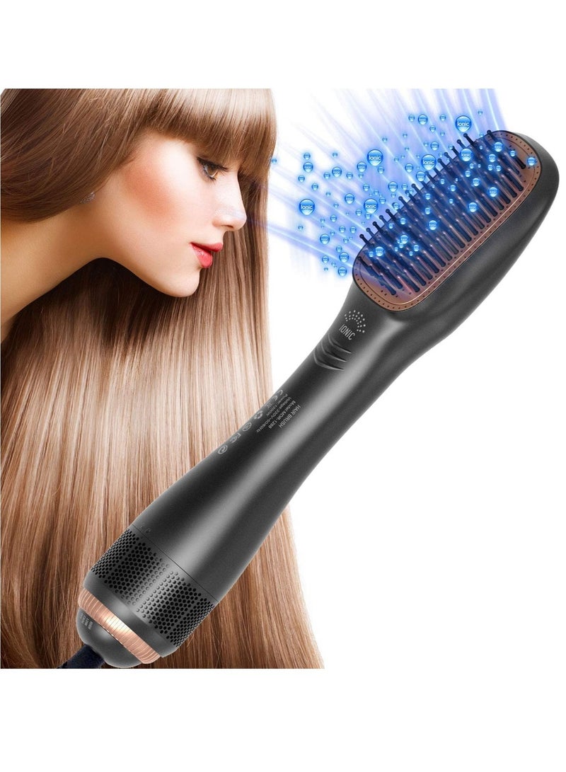 Hair Dryer Brush Straighteners，One Step Hair Dryer and Styler Volumizer with Negative Ion for Reducing Frizz and Static (Black) - Image 1