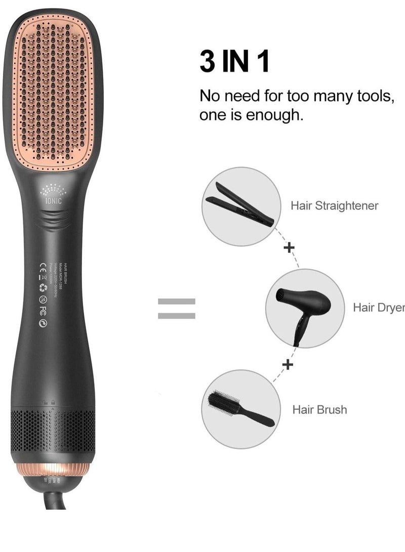 Hair Dryer Brush Straighteners，One Step Hair Dryer and Styler Volumizer with Negative Ion for Reducing Frizz and Static (Black) - Image 3