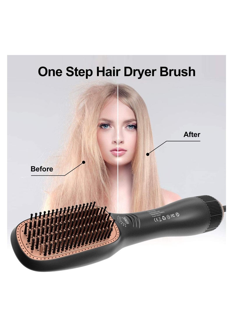Hair Dryer Brush Straighteners，One Step Hair Dryer and Styler Volumizer with Negative Ion for Reducing Frizz and Static (Black) - Image 2