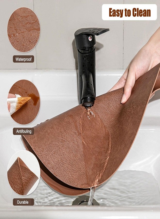 Gihunk PU Leather Placemats Set of 6,15 Inches Round placemats, Table Placemats and Easy to Wipe Off for Dining Table, Kitchen, Party Decoration - Image 3