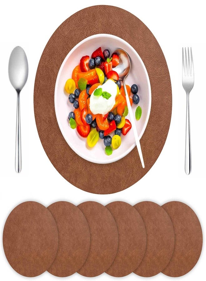 Gihunk PU Leather Placemats Set of 6,15 Inches Round placemats, Table Placemats and Easy to Wipe Off for Dining Table, Kitchen, Party Decoration - Image 1