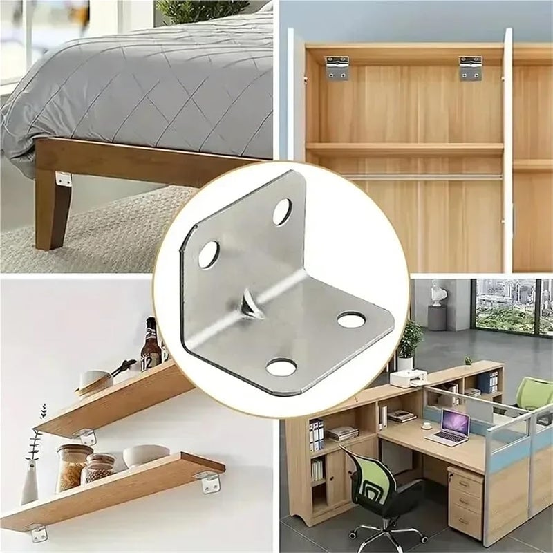 200PCS L Bracket 90 Degree Angle Iron Connector Plate For Furniture Shelves Table Chair Cabinet Wardrobe - Image 4