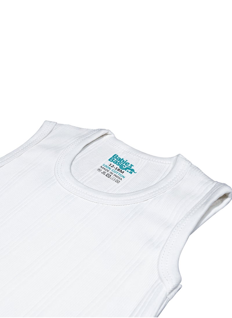 Babies Basic BabiesBasic Super Combed Cotton, Sleeveless Printed Bodysuit, for New Born to 24months. Set of 3, White  - Image 3