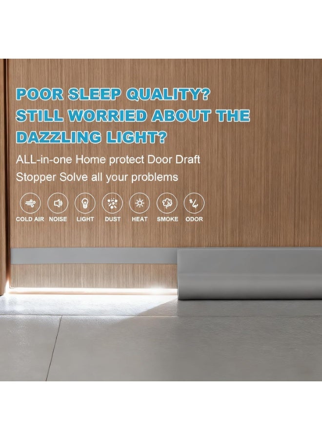 Beauenty Door Draft Stopper - 96cm Adjustable Draft Stopper For Door Bottom Used To Block Noise, Cold Air, Light, Dust, And Airflow Door Bottom Seal (Grey, Unilateral) - Image 3