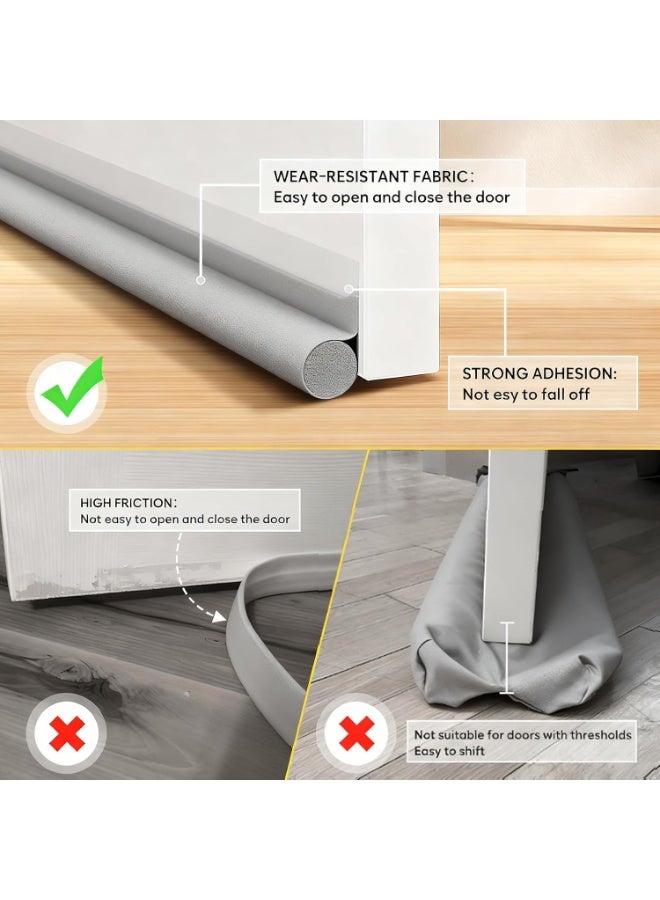 Beauenty Door Draft Stopper - 96cm Adjustable Draft Stopper For Door Bottom Used To Block Noise, Cold Air, Light, Dust, And Airflow Door Bottom Seal (Grey, Unilateral) - Image 4