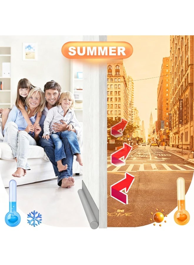 Beauenty Door Draft Stopper - 96cm Adjustable Draft Stopper For Door Bottom Used To Block Noise, Cold Air, Light, Dust, And Airflow Door Bottom Seal (Grey, Unilateral) - Image 5