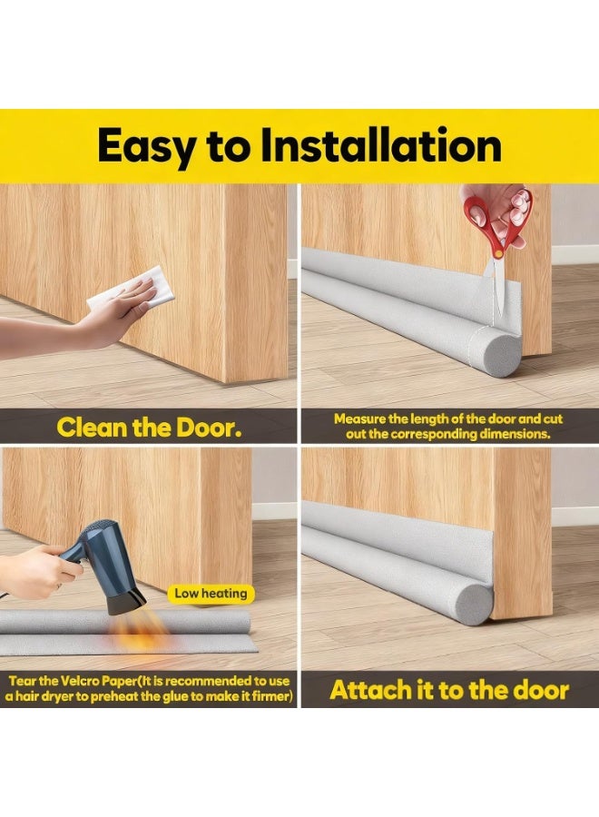 Beauenty Door Draft Stopper - 96cm Adjustable Draft Stopper For Door Bottom Used To Block Noise, Cold Air, Light, Dust, And Airflow Door Bottom Seal (Grey, Unilateral) - Image 2