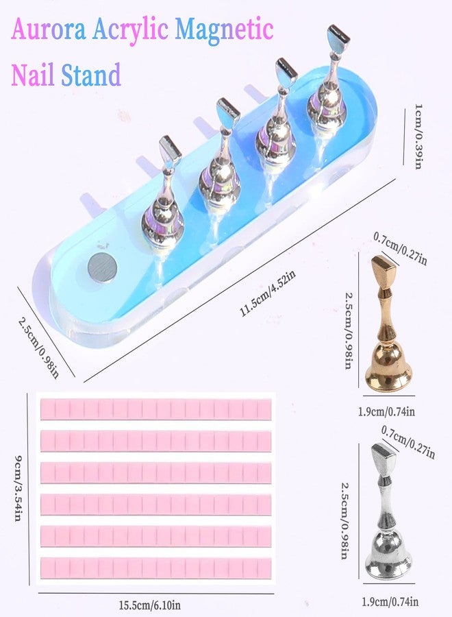 ANGNYA Nail Stand for Press on, 2 Set Aurora Nail Holder for Painting Nails Press on Nail Stands with 96 Pcs Reusable Sticky Putty for Nail Art Display Home & Salon Use - Image 2