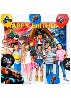 FRUITFUL PARTY 140pcs Blaze Monster Truck Birthday Party Decorations for 16 Guests, Monster Truck Theme Disposable Plates  - Image 5