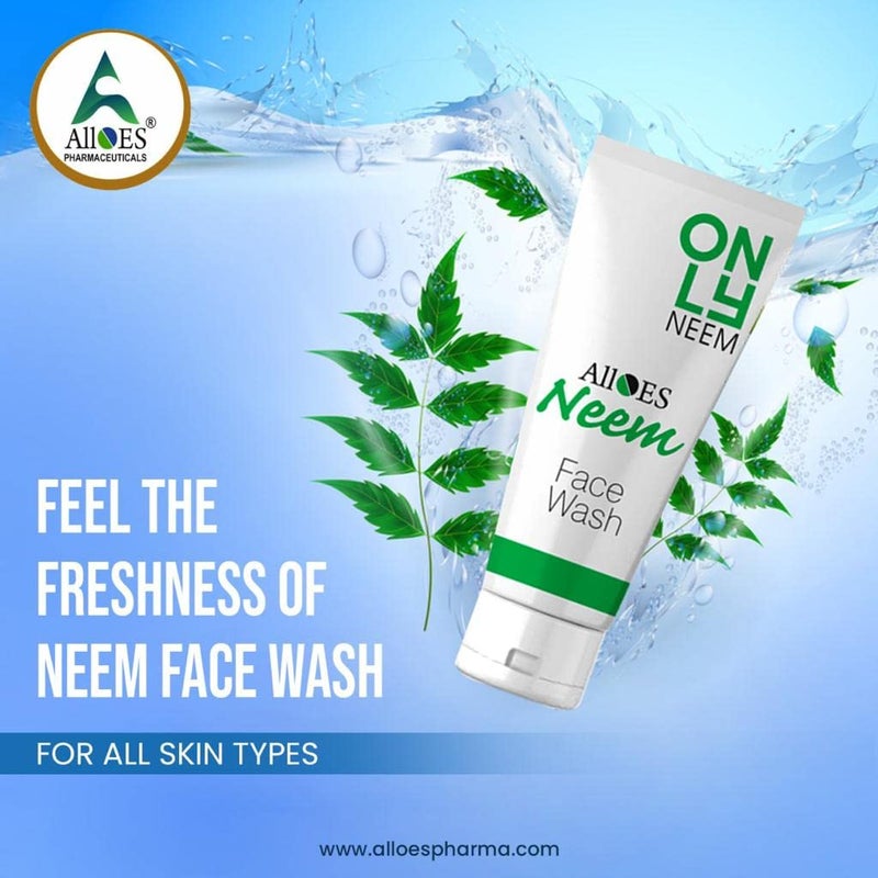 ALLOES PHARMACEUTICALS ALLOES Neem Face Wash for OilyAcne ProneNormal Skin Daily Use Cleanser For Women Men Prevents PimplesPores And Blackheads 75 gram each pack of 2  - Image 2