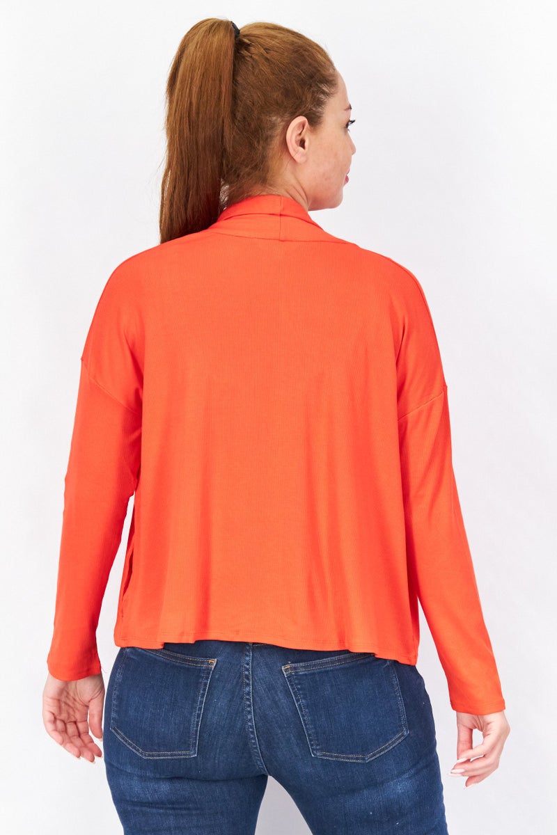 STEVE MADDEN BB Dakota by Steve Madden Women Split Neck Plain Cardigan, Hibiscus - Image 3