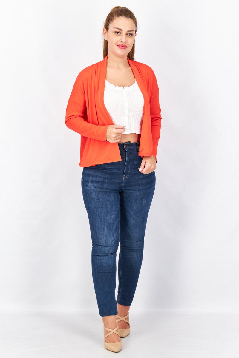 STEVE MADDEN BB Dakota by Steve Madden Women Split Neck Plain Cardigan, Hibiscus - Image 4