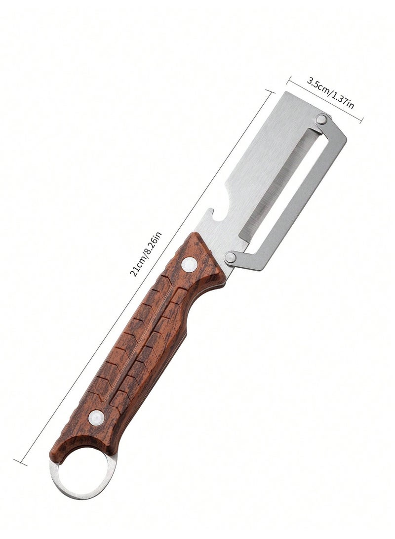 Premium Stainless Steel Multifunctional Kitchen Fruit and Vegetable Peeler with Real Wood Handle，Ultra Sharp Strong Blade  - Image 3