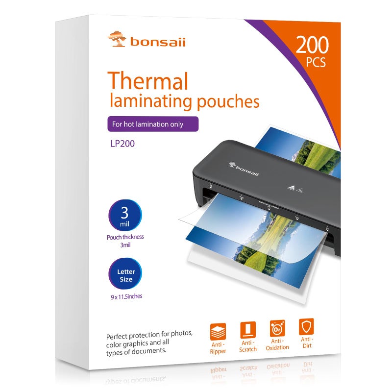 Bonsaii Laminating Sheets, 200 PCS 3mil Thermal Laminating Pouches, 9 x 11.5 inches, Letter Size, Clear and Durable, Suitable for Multiple Fields of Use-LP200 - Image 1