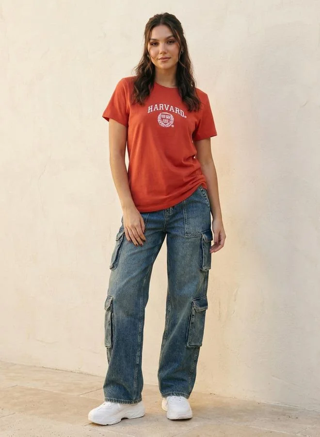 SP Characters Harvard Cotton T shirt with Crew Neck
