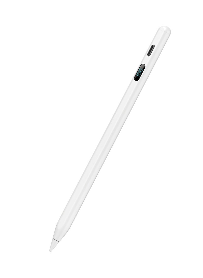 Moxedo Moxedo Elite-Point Universal Active Capacitive Stylus Pen Type-C Charging Port with Replaceable Nib Digital Battery Display Compatible for iOS, Android Touch Screen Devices and Tablet -White  - Image 1