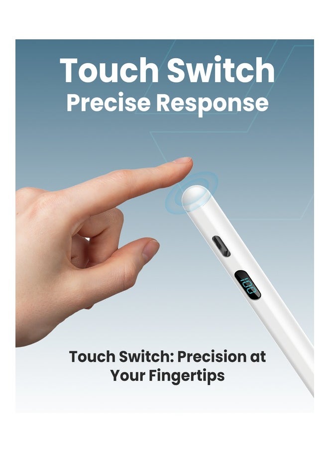 Moxedo Moxedo Elite-Point Universal Active Capacitive Stylus Pen Type-C Charging Port with Replaceable Nib Digital Battery Display Compatible for iOS, Android Touch Screen Devices and Tablet -White  - Image 2