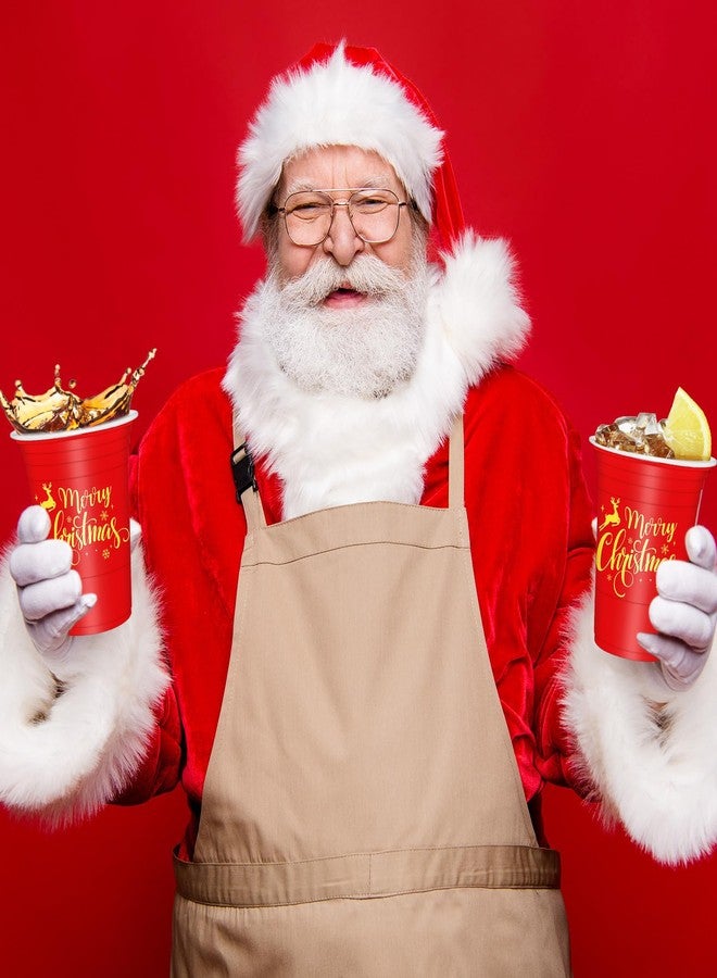 Whaline 50Pcs Merry Christmas Plastic Cups 16oz Red Gold Snowflake Deer Design Disposable Cups Decorative Xmas Party Cups for Hot Cold Drinks Coffee Juice Beer Candy Snacks - Image 4