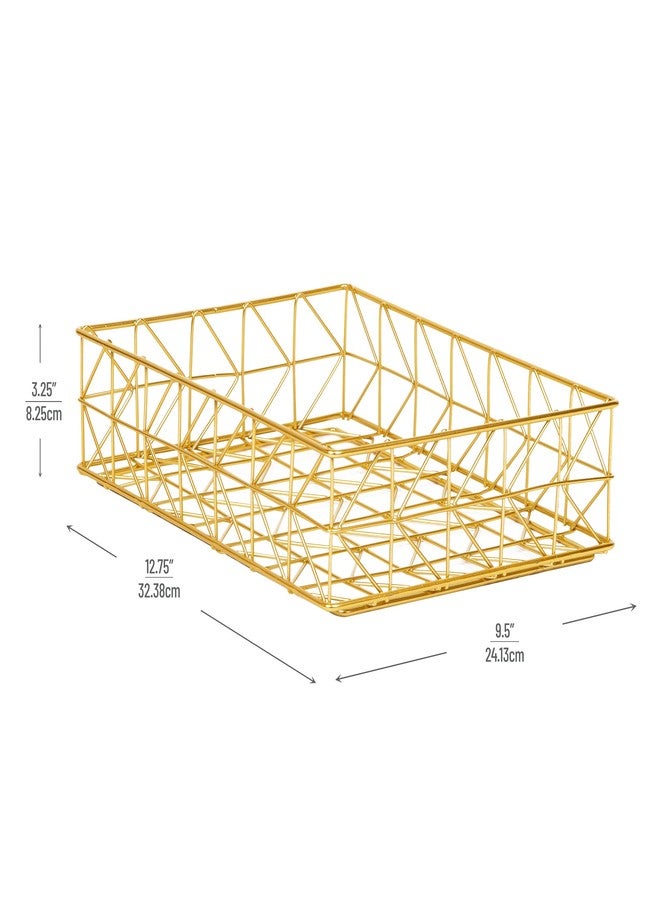 Mind Reader Document Organizer, Desktop Organizer, File Storage, Modern, Office, Metal, 9.5" L x 12.75" W x 3.25" H, Gold - Image 3