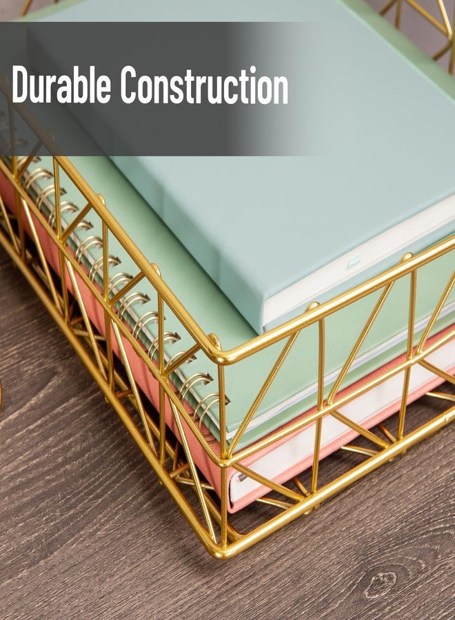 Mind Reader Document Organizer, Desktop Organizer, File Storage, Modern, Office, Metal, 9.5" L x 12.75" W x 3.25" H, Gold - Image 5