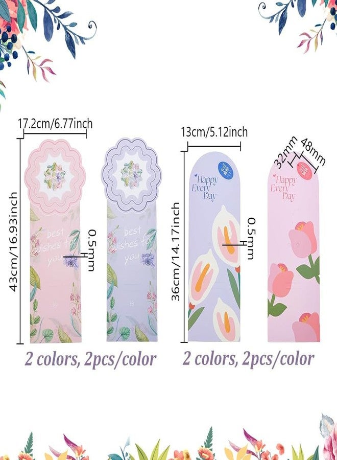 AHANDMAKER 8 Pcs 4 Styles Handheld Flower Wrapping Box Floral Packaging Paper Gift Single Rose Bouquet Portable Box Decor for Teacher's Day Valentine's Day Wedding Graduation Birthday Party Gift - Image 2