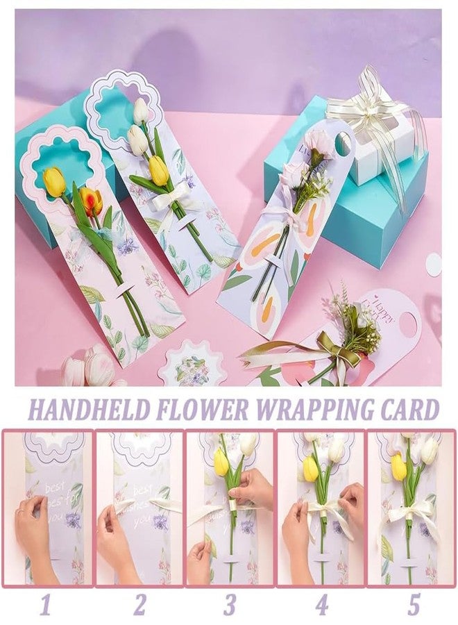 AHANDMAKER 8 Pcs 4 Styles Handheld Flower Wrapping Box Floral Packaging Paper Gift Single Rose Bouquet Portable Box Decor for Teacher's Day Valentine's Day Wedding Graduation Birthday Party Gift - Image 4
