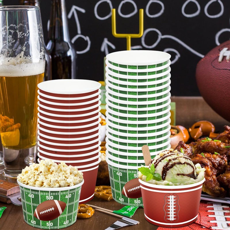 Inspireyee 100 PCS Football Party Snack Bowls Supplies 9 oz Green Brown Football Serving Snack Bowls Disposable Serving Bowls Paper Bucket for Football Theme Dinner Sports Event Family Dinners  Birthday Party - Image 3