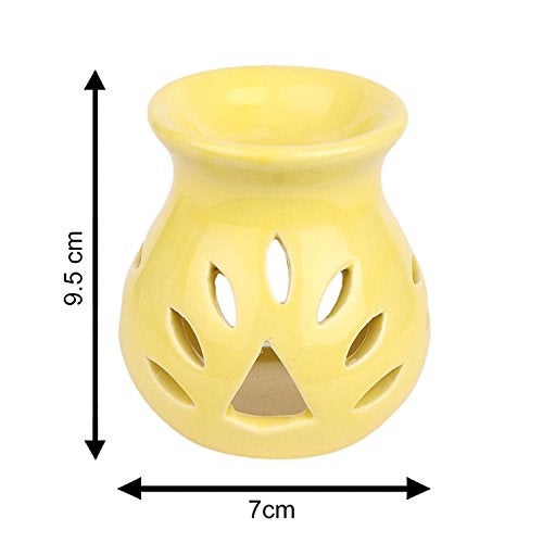 LandSlide Ceramic Aroma Oil Diffuser Burner | Candle Holder with 1 Tea Candle, 4 Inch (Yellow) - Image 3