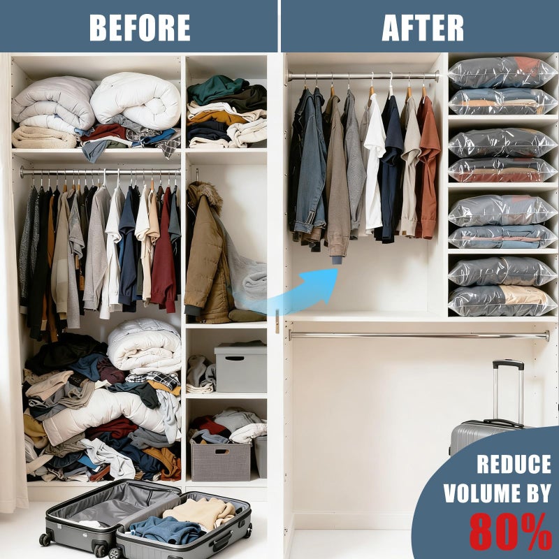 Besslly 10 Jumbo Vacuum Storage Bags, Vacuum Seal Bags for Clothing Space Saver Compression Storage Bag with Hand Pump Extra Large for Clothing Travel Comforters Blankets Pillow Bedding Duvets Clothes - Image 4
