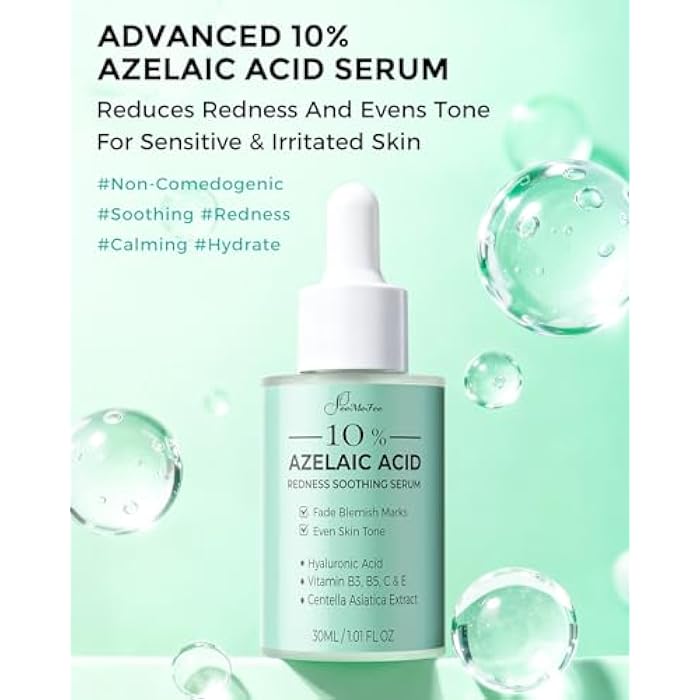 FeeMeFee Azelaic Acid Serum,10% Azelaic Acid for Face – 20,000ppm Niacinamide, 5,000ppm Vitamin B5 – Centella Asiatica & Hyaluronic Acid - Soothe Redness, Refine Texture, and Hydrate, Korean Skincare 1 Fl Oz - Image 2
