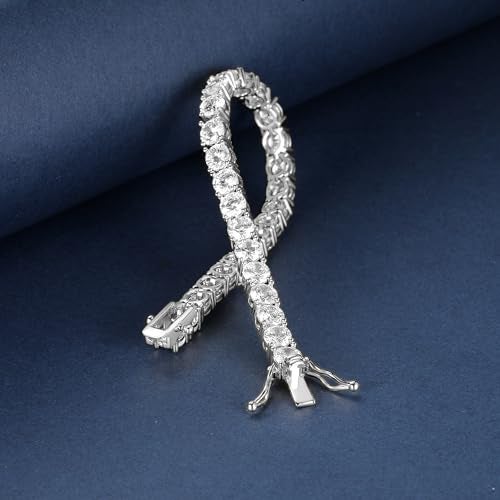 Gemsme 5MM Tennis Bracelet for Women Men, 18K White Gold Plated 5mm Round Cubic Zirconia Classic Tennis Bracelet - Image 5