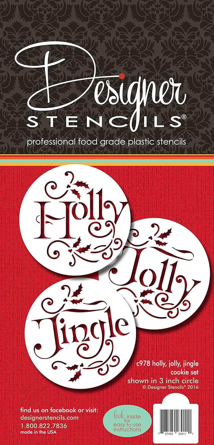 Designer Stencils Holly, Jolly and Jingle Cookie Stencil Set C978 by Designer Stencils - Image 1