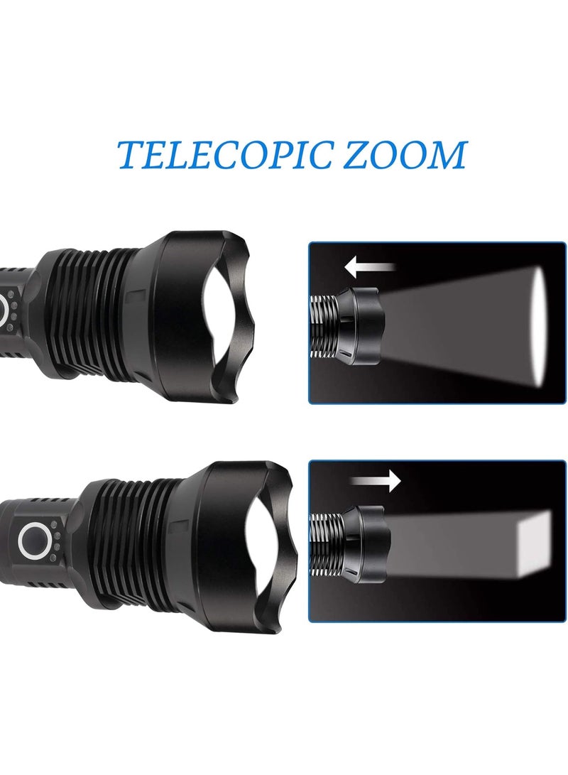 إيونتو مصباح يدوي تلسكوبي 90000 لومن XHP70.2 LED - مصباح يدوي معدني قابل لإعادة الشحن مع عمود قابل للتمديد، 3 أوضاع إضاءة، شحن Micro USB وحزام معصم للتخييم والسيارة والمنزل والاستخدام الخارجي - Image 3