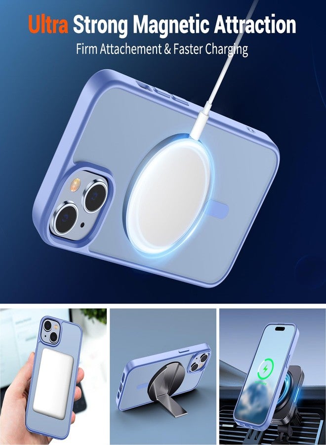 استلق جراب SUPFINE المغناطيسي لهاتف iPhone 15 (متوافق مع MagSafe) (حماية من السقوط بمعايير عسكرية) جراب رفيع وشفاف غير لامع مقاوم للصدمات ومضاد لبصمات الأصابع، أزرق بنفسجي - Image 5