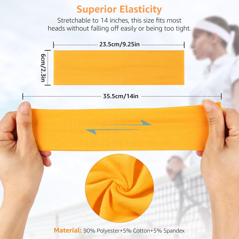 DiyJibb Headbands for Women, Stretchy Non Slip Soft Cotton Cloth Hair Bands for Sports, Workout, Yoga and Running, 7pcs - Image 2