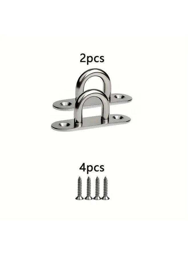 6pcs Silvery M5 Eye Hook Rings With Screws For Heavy Duty Ceiling Wall Hanging - Image 2