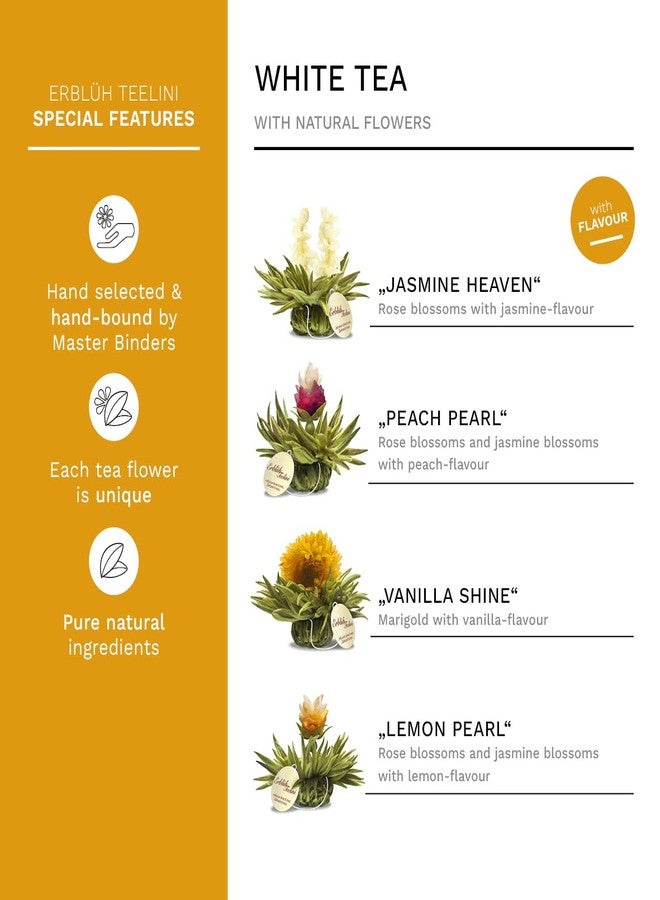 Creano Tea Flowers in Cup Size - Blooming Tea - 8 Flowering Tea in 4 Different Varieties - White Tea - Image 2