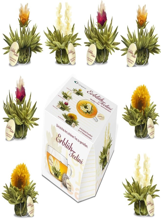 Creano Tea Flowers in Cup Size - Blooming Tea - 8 Flowering Tea in 4 Different Varieties - White Tea - Image 1