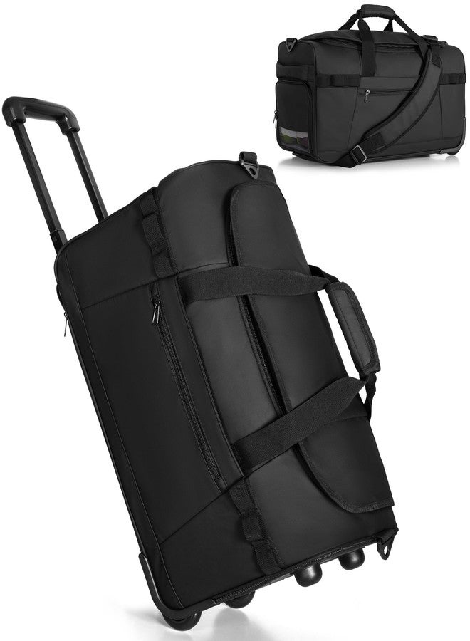 Smasrob 33L Rolling Duffle Bag with Wheels, Shoe Compartment and Wet Pocket, 21” Carry On Bag with Crossbody Strap, Black - Image 1