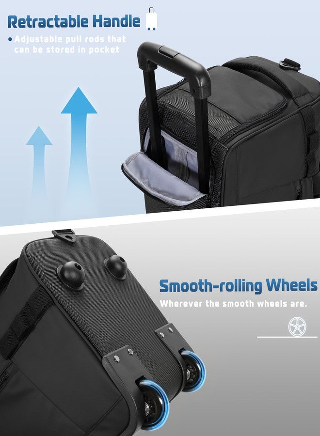 Smasrob 33L Rolling Duffle Bag with Wheels, Shoe Compartment and Wet Pocket, 21” Carry On Bag with Crossbody Strap, Black - Image 5