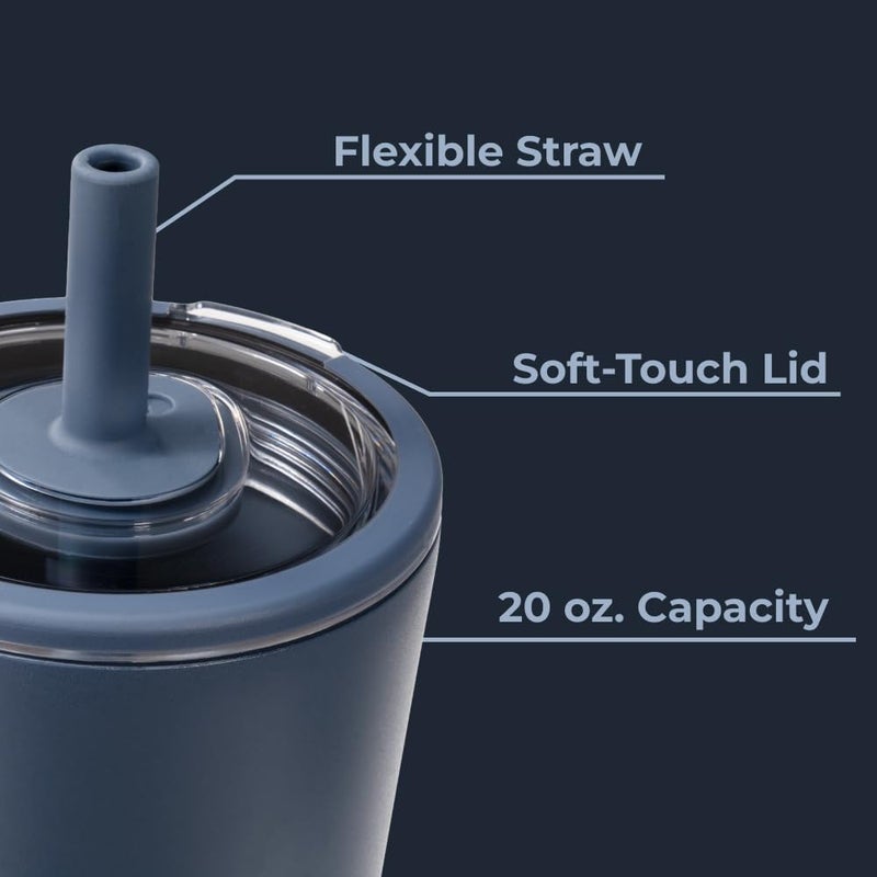 HydroJug هيدروجوج كوب يومي 20 أونصة - كوب معزول مبطن بالسيراميك مع قشة وغطاء ناعم اللمس، مناسب لحامل الأكواب، عزل فراغ مزدوج الجدار، كوب سفر قابل لإعادة الاستخدام - كاسكيد - Image 4