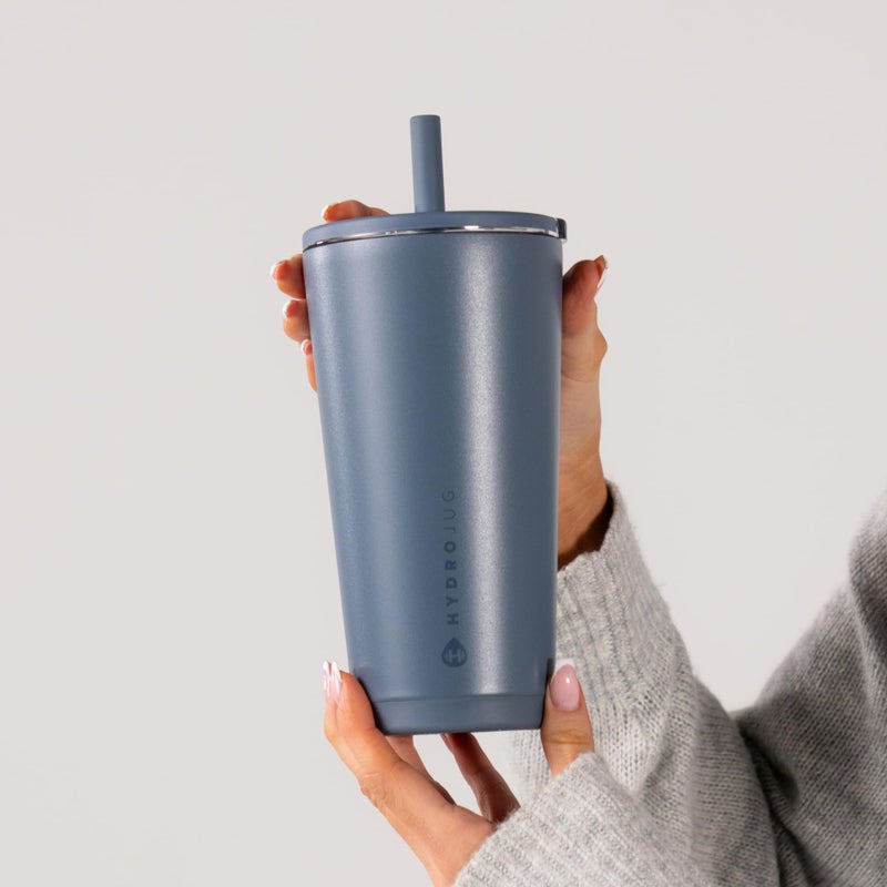 HydroJug هيدروجوج كوب يومي 20 أونصة - كوب معزول مبطن بالسيراميك مع قشة وغطاء ناعم اللمس، مناسب لحامل الأكواب، عزل فراغ مزدوج الجدار، كوب سفر قابل لإعادة الاستخدام - كاسكيد - Image 5