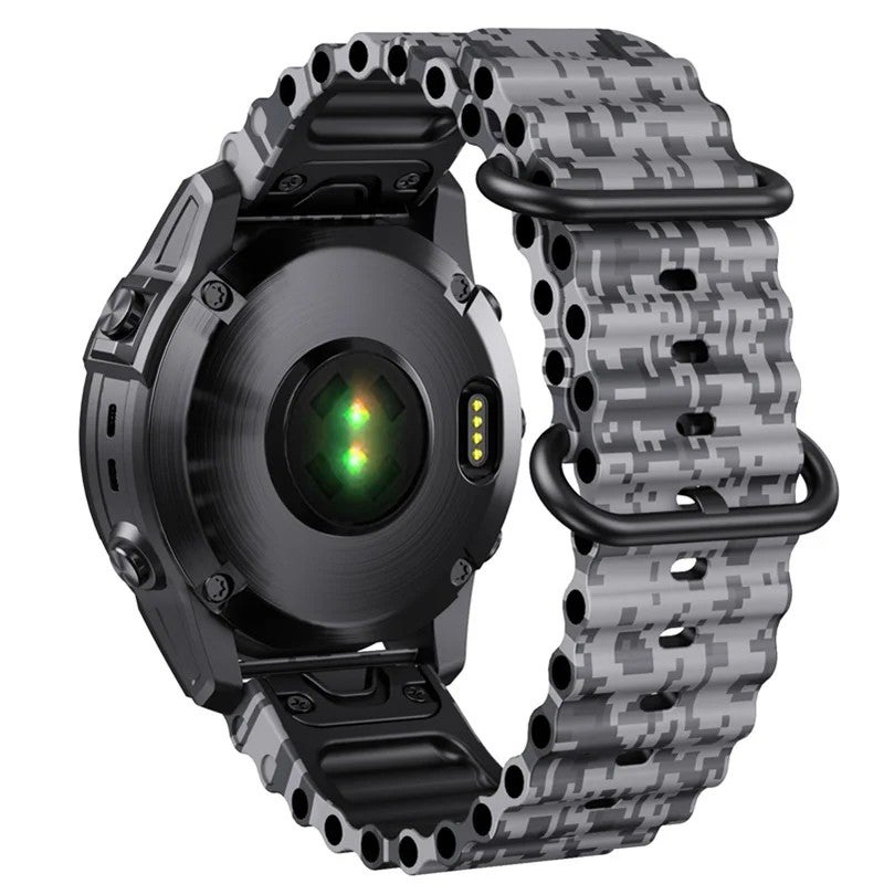 Bluejw Replacement 22mm 26mm Silicone Rubber Watch Band for Garmin Fenix 7X/7 Pro Solar, 6X/6 Sapphire, 5/5X Plus, 3/3HR, Epix – QuickFit Camouflage Strap - Image 2