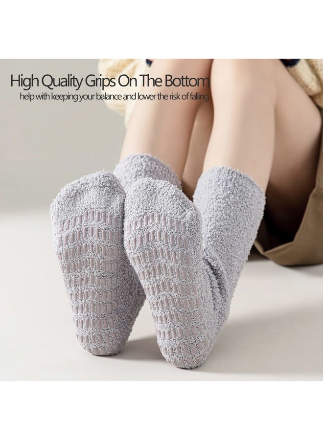 Jormatt 3 Pairs Ultra Thick Fuzzy Grip Socks Non Skid Slipper Hospital Socks Unisex, 3 Pairs,pink+grey+navy, Shoe Size: men 4-7/women 4.5-8.5 - Image 3