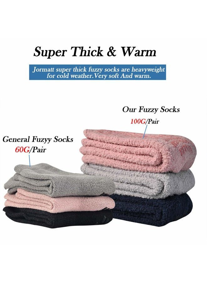 Jormatt 3 Pairs Ultra Thick Fuzzy Grip Socks Non Skid Slipper Hospital Socks Unisex, 3 Pairs,pink+grey+navy, Shoe Size: men 4-7/women 4.5-8.5 - Image 2