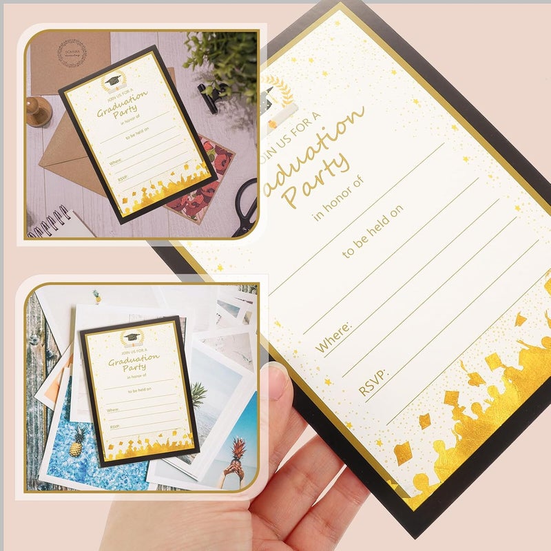 Healifty 20pcs Graduation Invitations Cards for Party Grad Celebration School Graduation Party Invites with Envelopes for College High School Ceremony - Image 4