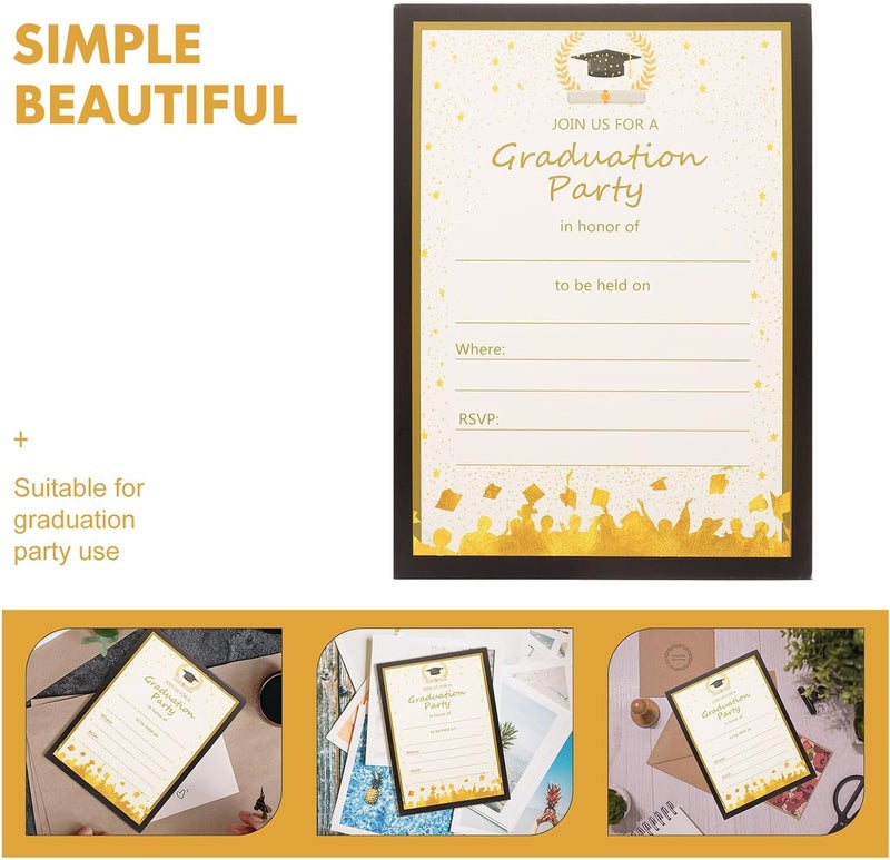 Healifty 20pcs Graduation Invitations Cards for Party Grad Celebration School Graduation Party Invites with Envelopes for College High School Ceremony - Image 3