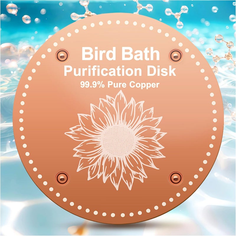 OICEME Bird Bath Purification Disk Pure Copper Outside Birdbath Outdoor Hummingbird Bee Water Fountain Solar Power Window Feeder Stand Nectar Food Pole House Hanging Birdhouse Small Large Accessories - Image 1