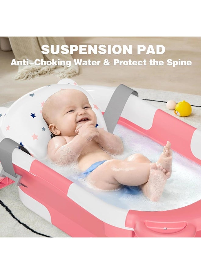 NANAO Collapsible Baby Bathtub for Newborn with Thermometer & 1 Soft Floating Cushion,Portable Travel Bathtub with Drain Hole, Durable Foldable Baby Tubs for Infants to Toddler - Image 2